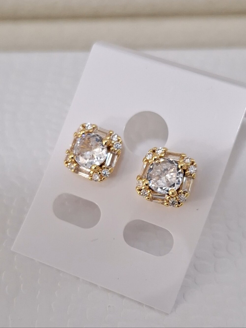 Diamond cut square shape stud earrings